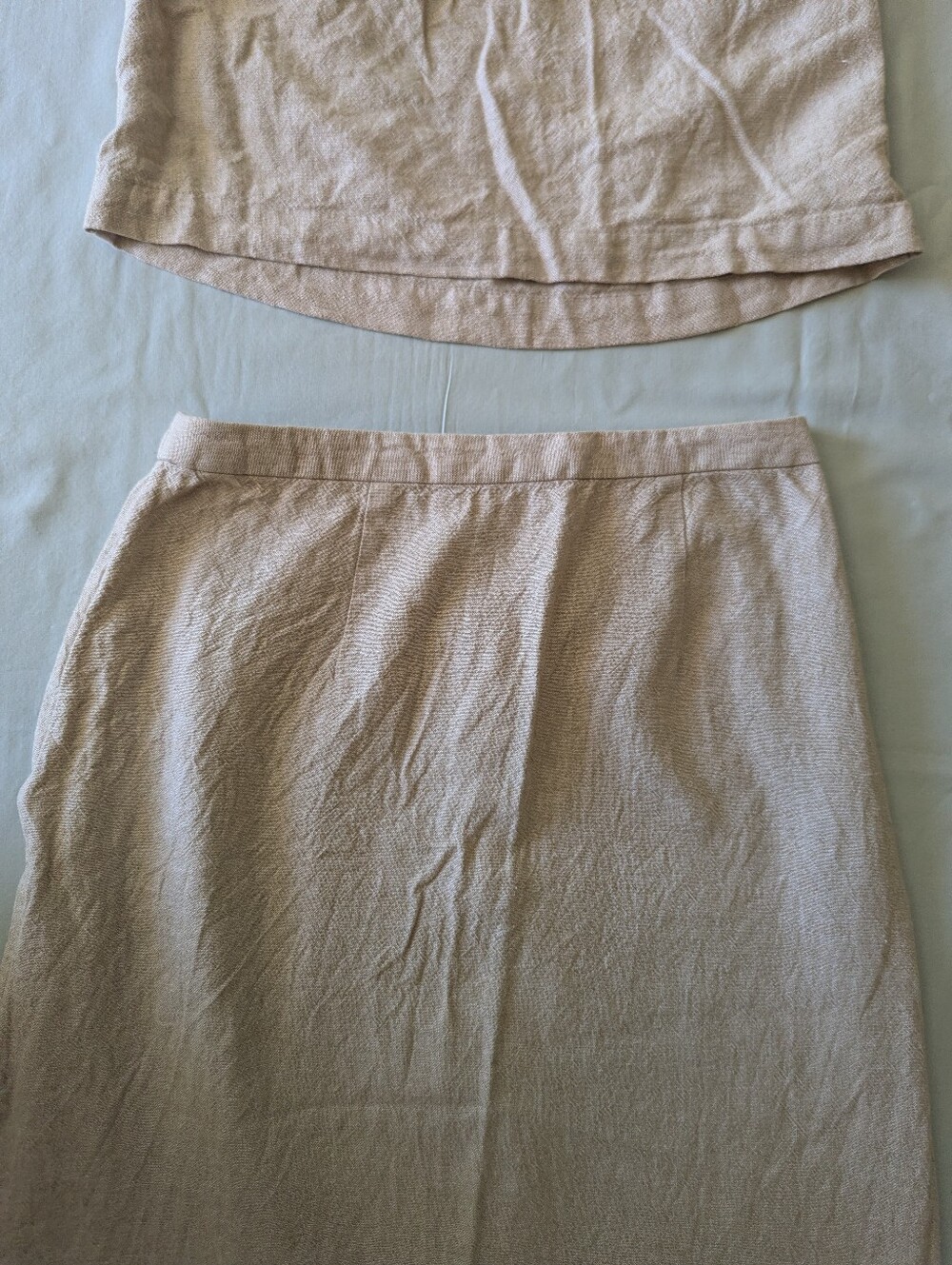 Two-piece Natural Linen Blend Maxi Skirt And Square Neck Top Set - Picture 8 of 16